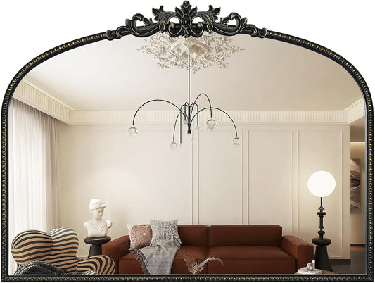 WallBeyond Gold Vintage Mirror for Vanity 28x36 Inch, Gold Antique Mirror with Ornate Frame, Arched Vintage Wall for Bathroom, Living Room, Fireplace, Entryway