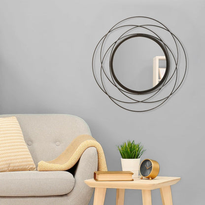 Gold Sunburst Mirrors for Wall Decorative Metal Round Art Mirrors Large Wall Decor Hanging Mirror for Bathroom Bedroom Living Room Vanity Entryway 16"