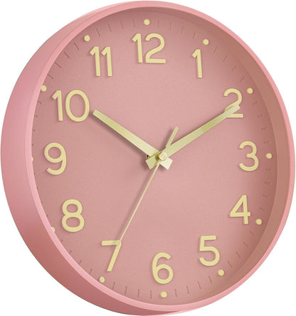 Roymnie Wall Clock Green, Silent Wall Clocks Battery Operated 8 Inch-Modern Non Ticking Analog Clock Decorative for Kitchen Office Bathroom Bedroom(Gold)