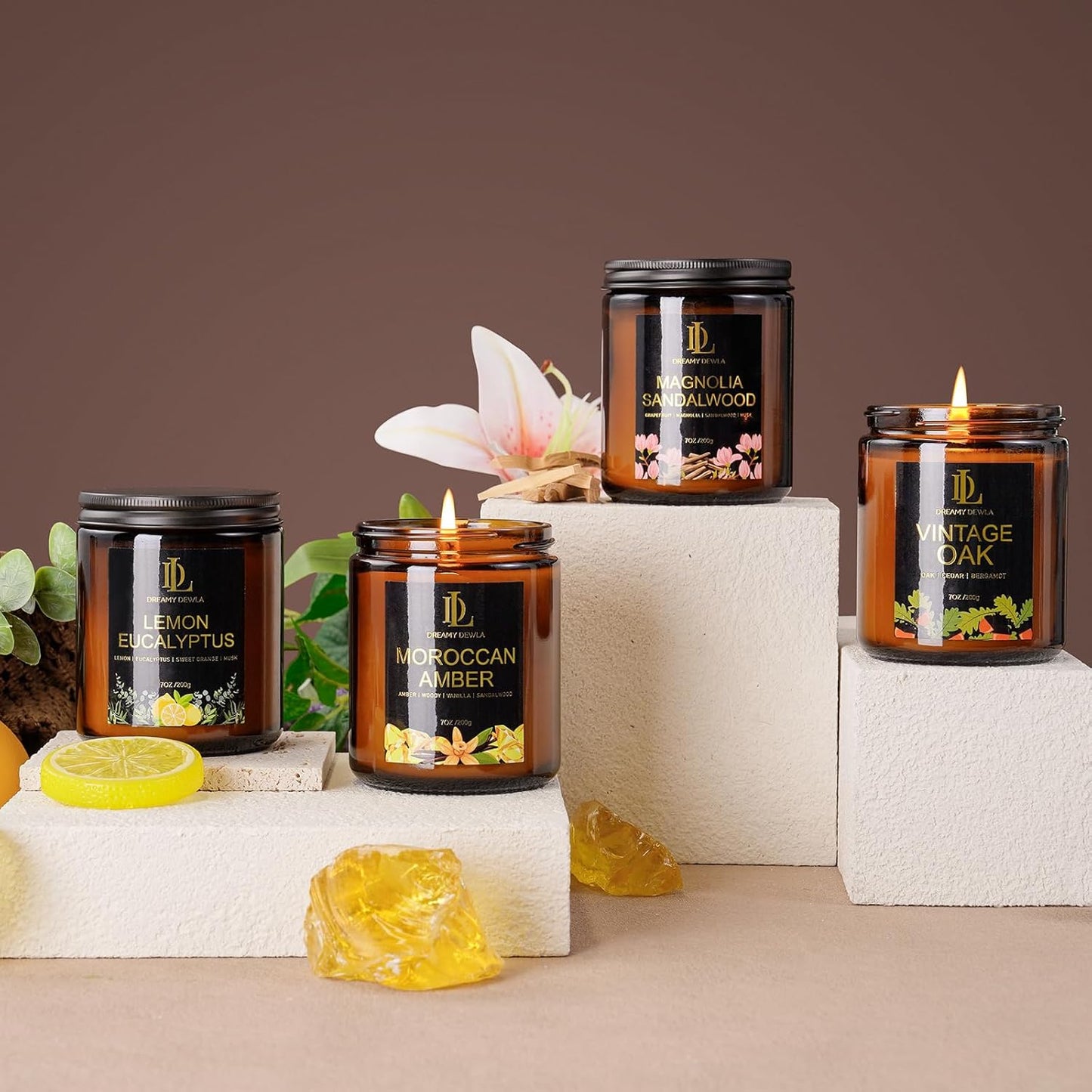 Scented Candles Set, 4 Pack Soy Candles for Home Scented, Candle Gifts for Men Women, Scents of Pineapple Cocktail/Coconut Vanilla/Pink Sands/Bahamian Breeze