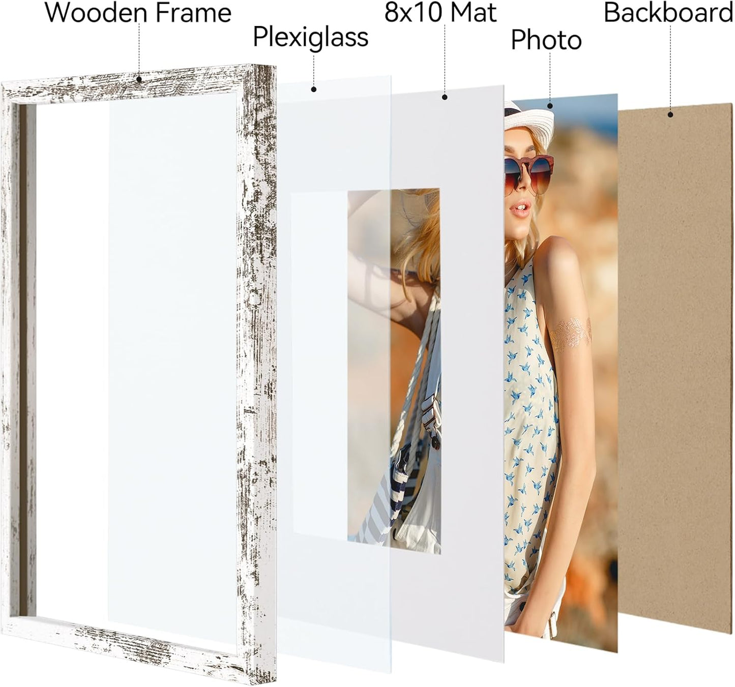 Vittanly 11x14 Picture Frame, Display Pictures 8x10 with Mat or 11x14 without Mat, Photo Frame for Wall Mounting, Black, 1 Pack - Colors B