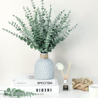 Canlierr 100 Pcs Eucalyptus Stems Faux Greenery Artificial Eucalyptus Leaves Decor Greenery Stems Branch for Wedding Centerpiece Flower Bouquet Farmhouse Home (Dark Green)