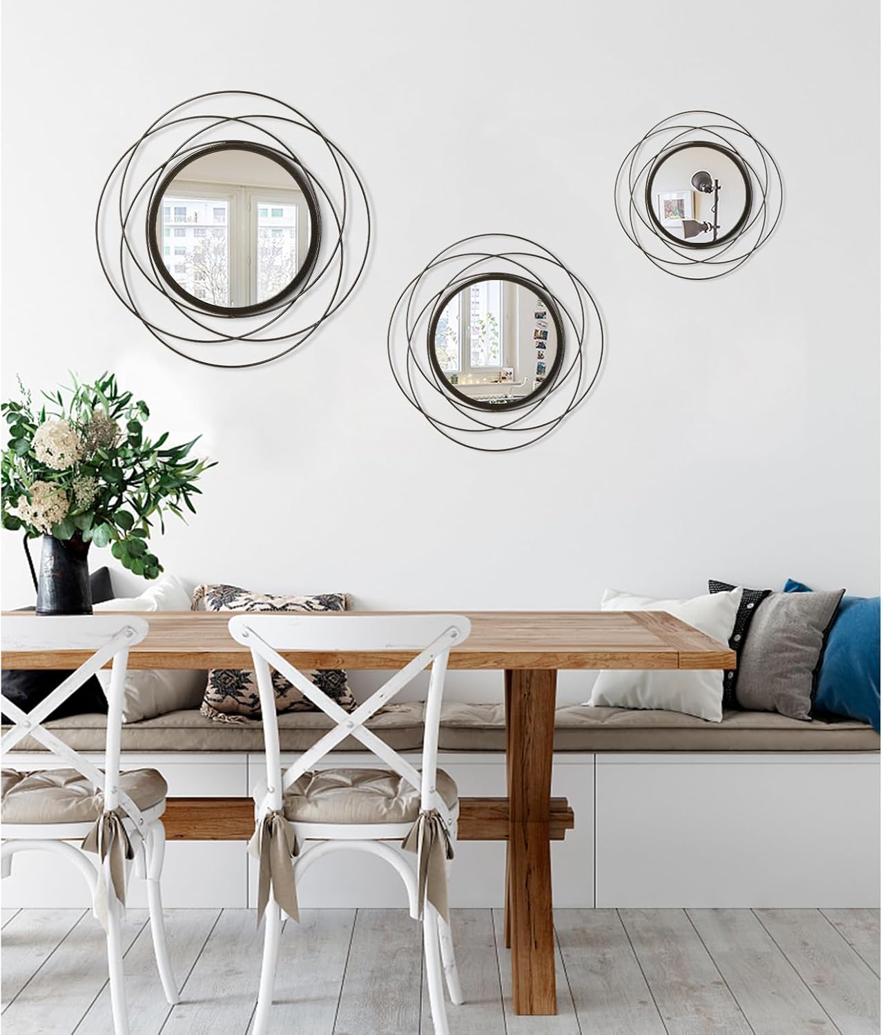 Gold Sunburst Mirrors for Wall Decorative Metal Round Art Mirrors Large Wall Decor Hanging Mirror for Bathroom Bedroom Living Room Vanity Entryway 16"