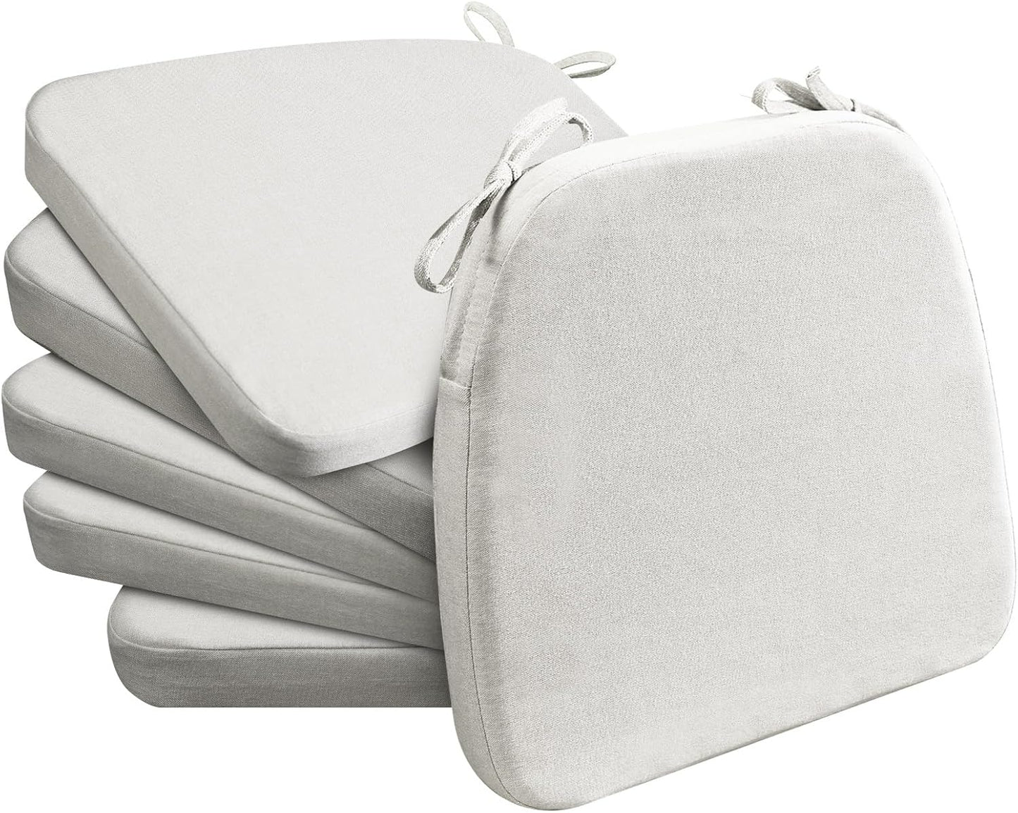 AAAAAcessories D-Shaped Chair Cushions, 2" Thick Dining Chair Pads with Ties and Removable, Machine-Washable Cover, 17" x 16", Set of 4, Oatmeal Beige - Colors A