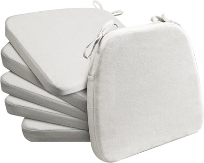 AAAAAcessories D-Shaped Chair Cushions, 2" Thick Dining Chair Pads with Ties and Removable, Machine-Washable Cover, 17" x 16", Set of 4, Oatmeal Beige - Colors A