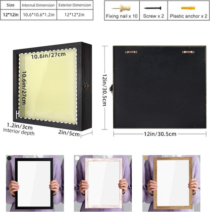 TJ.MOREE Shadow Box Frame 8 x 10 Shadowbox Display Case Picture Frame with Linen Back Memorabilia Bouquet Medals Military Photos Memory Box