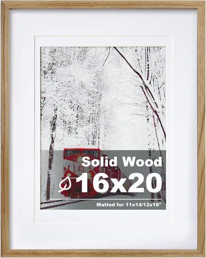 Egofine 12x16 Picture Frame Black, Covered by Plexiglass Made of Solid Wood, Display Pictures 9x12 and 11x14 with Mat or 12x16 Without Mat, for Wall Mounting Photo Frame - Colors A