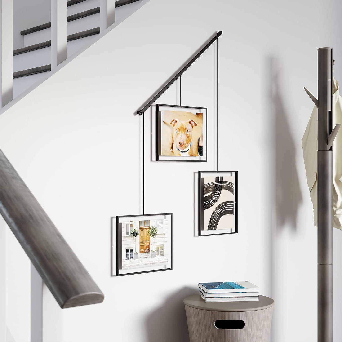 Umbra Exhibit Picture Frame Gallery Set, Adjustable Wall Collage Displays Nine Photos (Four 5x7" and Five 8x10"), Set of 9, Black