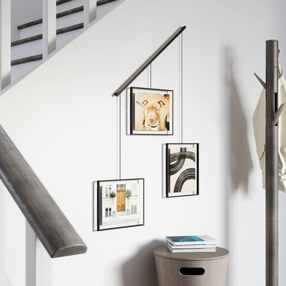 Umbra Exhibit Picture Frame Gallery Set, Adjustable Wall Collage Displays Nine Photos (Four 5x7" and Five 8x10"), Set of 9, Black