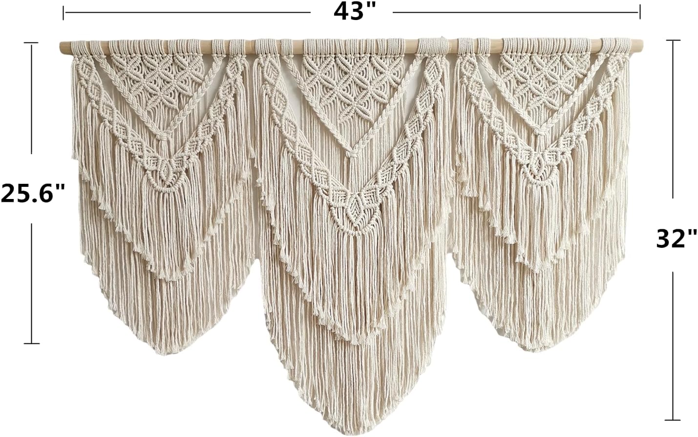 guzhiou large macrame wall hanging - Boho Tapestry Macrame Wall Decor Art- Chic Bohemian Handmade Woven Tapestry Home Decoration for Bedroom Living Room Apartment Wedding Party - 43"x32" (Wood bead)