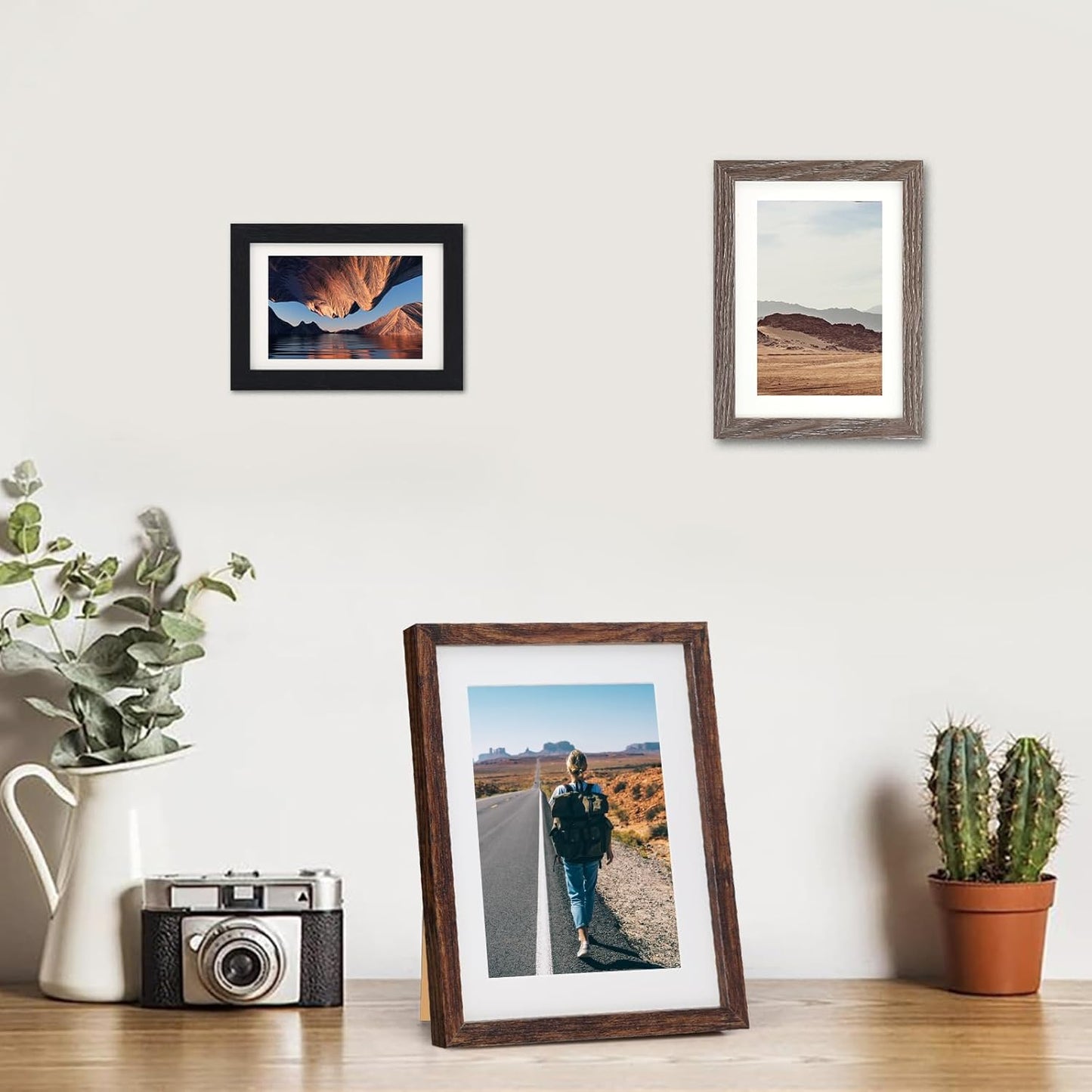 Fixwal Picture Frames Set, Gallery Wall Frame Set Picture Frames Collage 15 Pack for Wall or Tabletop with 8x10 5x7 4x6 Frames, Soft Earth Tones