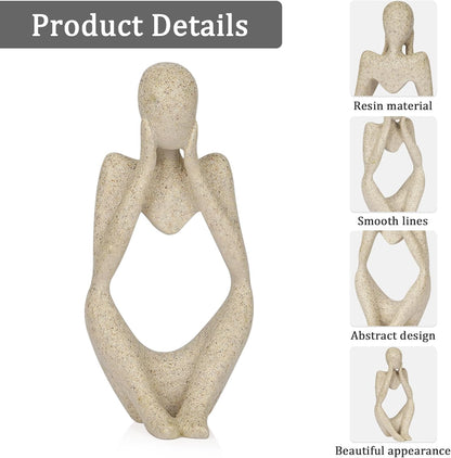 Sandstone Resin Thinker Style Abstract Sculpture Statue Collectible Figurines Home Office Bookshelf Desktop Decor(Small Sandstone,Left)