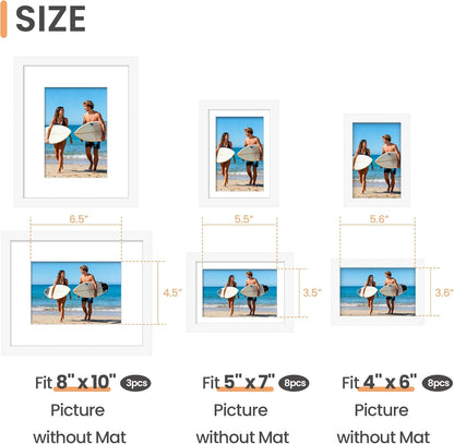 upsimples 19 Pack Picture Frames Collage Wall Decor for Mounting or Tabletop Display, Photo Gallery Frame Set for Family, Multi Sizes Including 8x10, 5x7, 4x6, Brown
