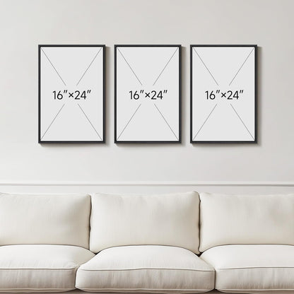 Large Framed Abstract Nature Landscape Wall Art for Living Room, Set of 3 Modern Canvas Prints Paintings Artwork for Walls, Green Lake Pictures for Hallway, Dining Room, Office Wall Decor 24x36 Inch