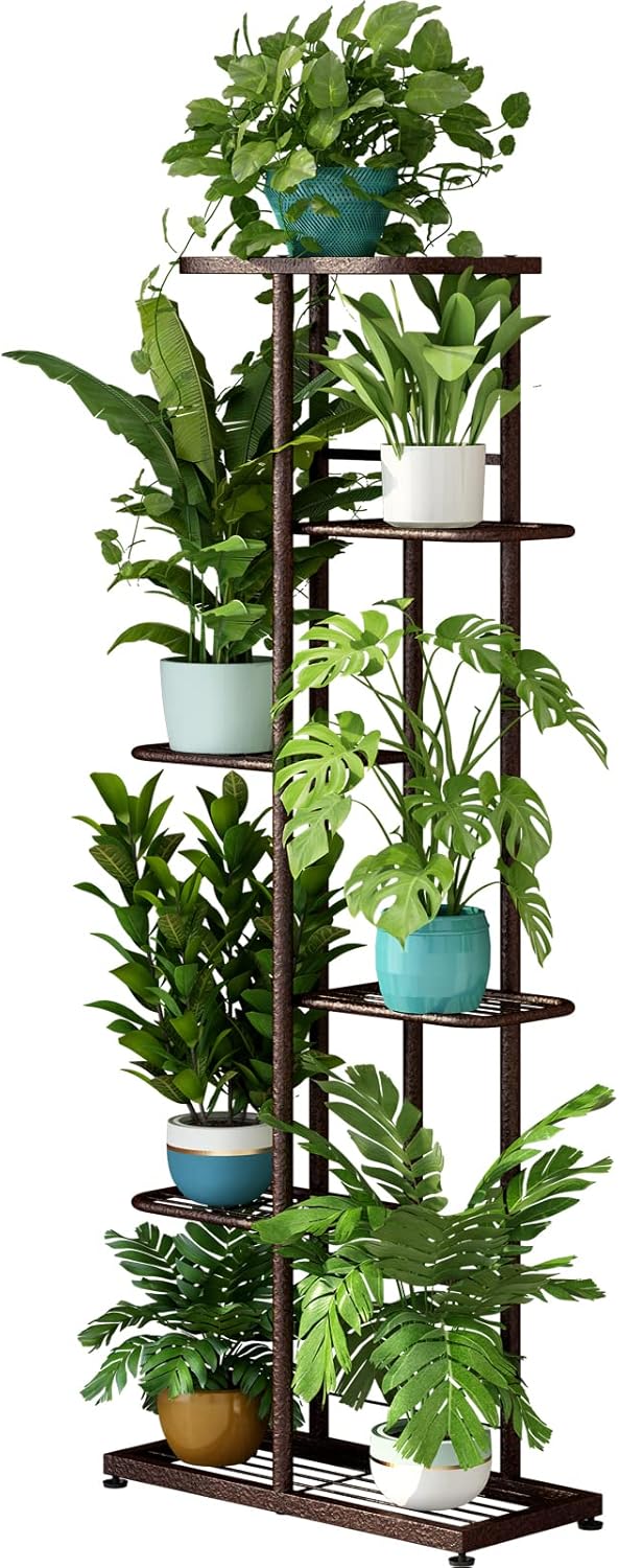 LINZINAR Plant Stand Indoor Outdoor Corner 4 Tier Metal Plant Shelf Patio Plant Rack for Garden Corner Balcony Living Room