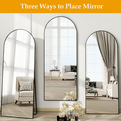 Dewfig Arched Full Length Mirror, 76"x34" Large Floor Mirror, Full Body Mirrors for Leaning or Hanging, Standing Mirrors for Bedroom, Living Room,Dressing Room, Aluminum Alloy Frame, Black