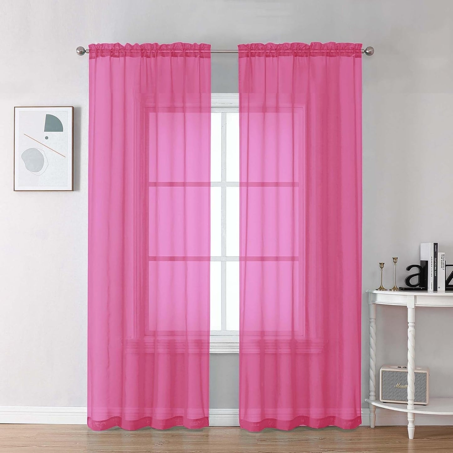 Chyhomenyc Sheer White Valances for Windows 2 Pack, Small Window Curtains for Living Room Bathroom Cafe Laundry Basement, Modern Top Dual Rod Pocket Voile Curtain, 42W x 14L inches, White - Colors A