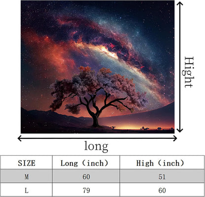 Apdidl Forest Galaxy Starry Tapestry for Bedroom Ceiling, Blue Space Night Starry Sky Moon Stars Tapestry Aesthetic, Tree Forest Milky Way Backdrop Wall Hanging for Dorm Living Room Decor (51" X 60")