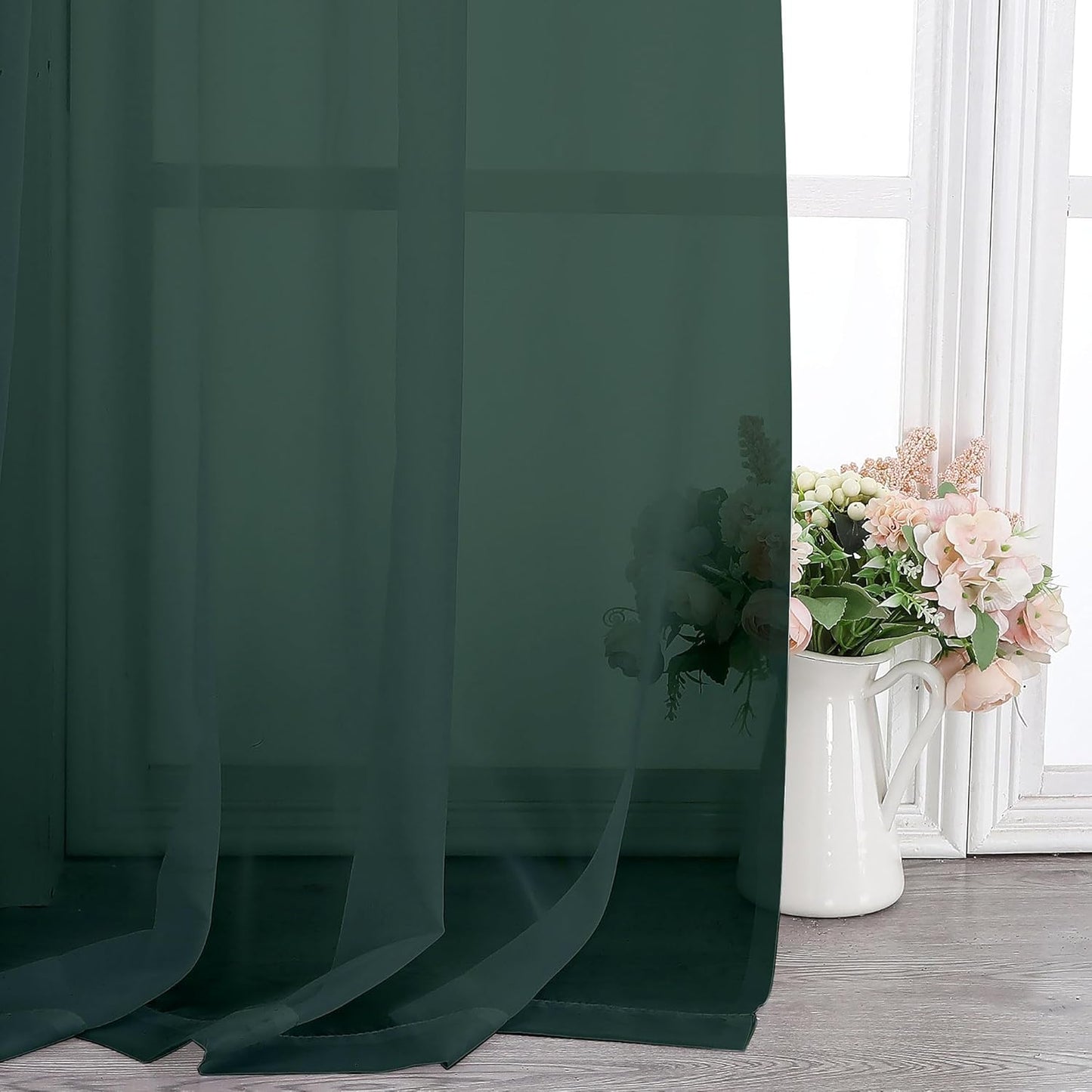 Chyhomenyc Sheer White Valances for Windows 2 Pack, Small Window Curtains for Living Room Bathroom Cafe Laundry Basement, Modern Top Dual Rod Pocket Voile Curtain, 42W x 14L inches, White - Colors B