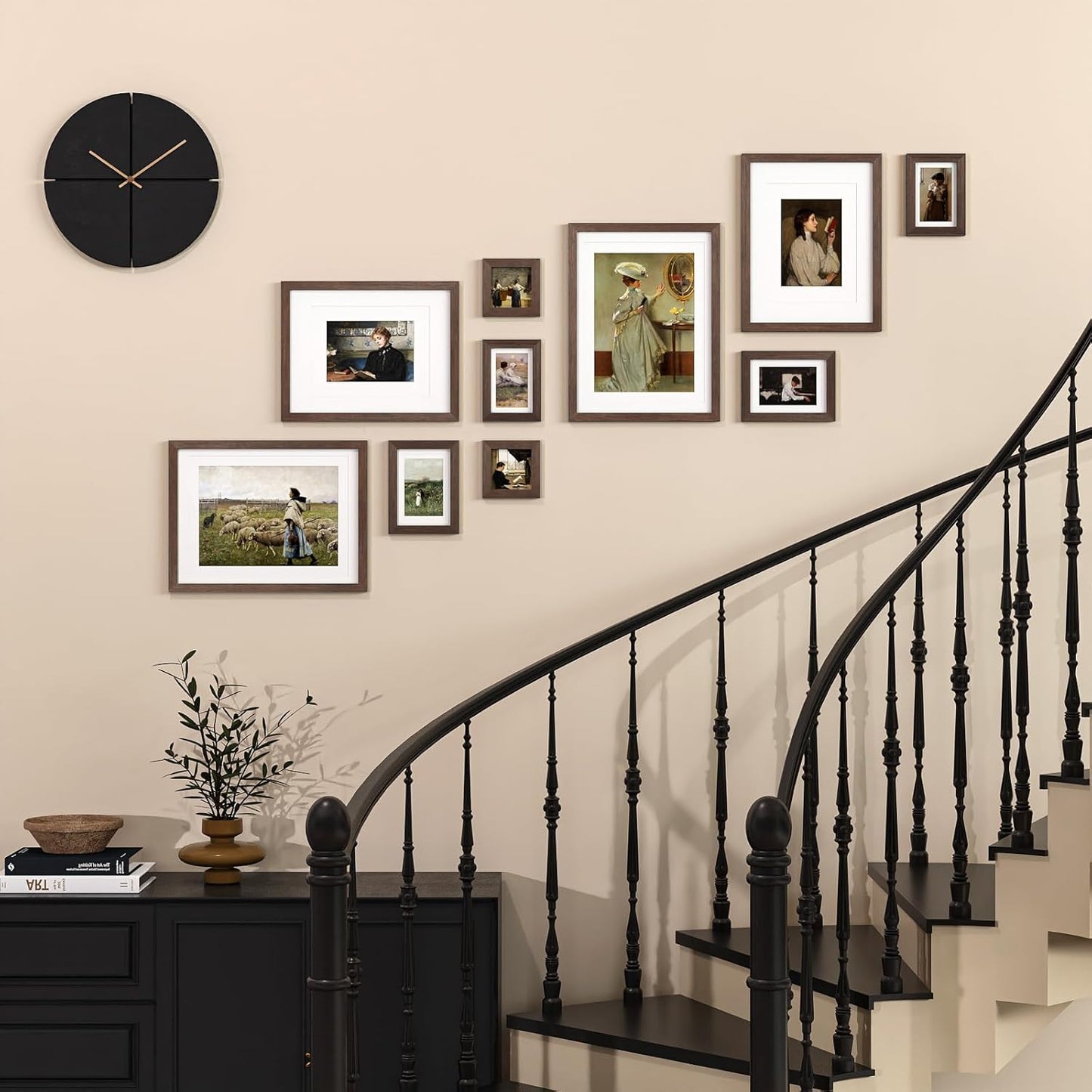 Egofine Picture Frame Set 12 Pack, Picture Frames Collage Wall Decor with Two 11x14, Two 8x10, Four 5x7, Four 4x6 for Wall and Tabletop, Made of Solid Wood, Covered by Plexiglass, Natural Wood