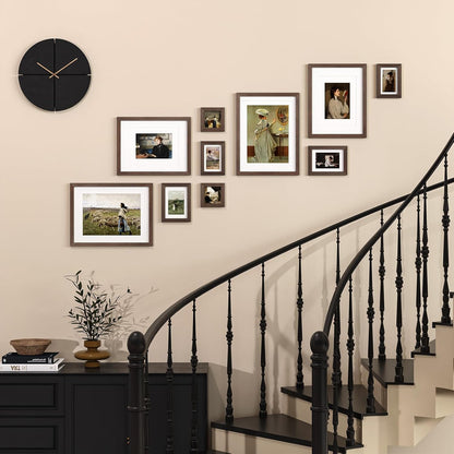 Egofine Picture Frame Set 12 Pack, Picture Frames Collage Wall Decor with Two 11x14, Two 8x10, Four 5x7, Four 4x6 for Wall and Tabletop, Made of Solid Wood, Covered by Plexiglass, Natural Wood