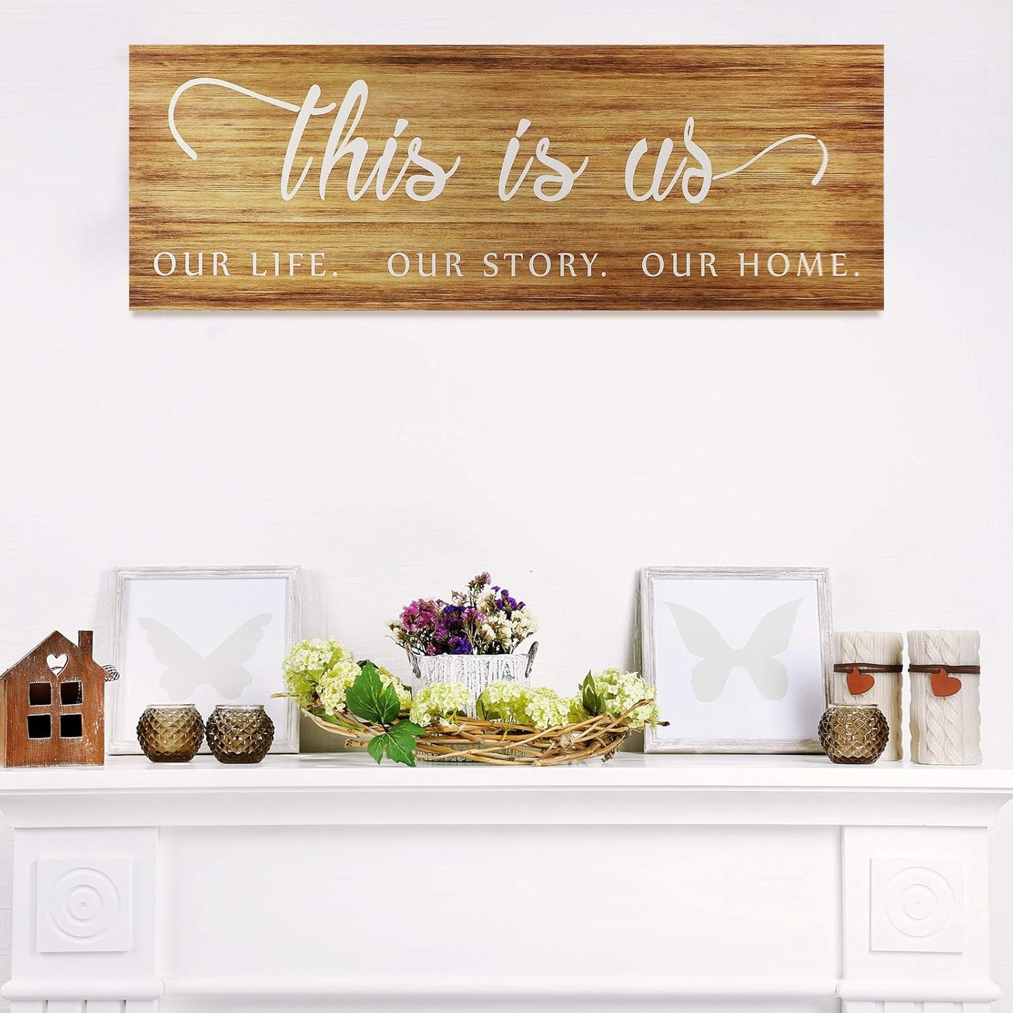 Jetec This Is Us Wall Sign Wooden Family Wall Plaques Inspiration Sign Farmhouse Entryway Rustic Plaques Art with Quotes for Living Room Bedroom Christmas Decorations(Antique White)