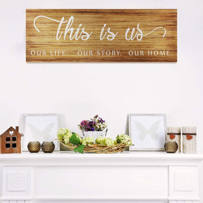 Jetec This Is Us Wall Sign Wooden Family Wall Plaques Inspiration Sign Farmhouse Entryway Rustic Plaques Art with Quotes for Living Room Bedroom Christmas Decorations(Antique White)