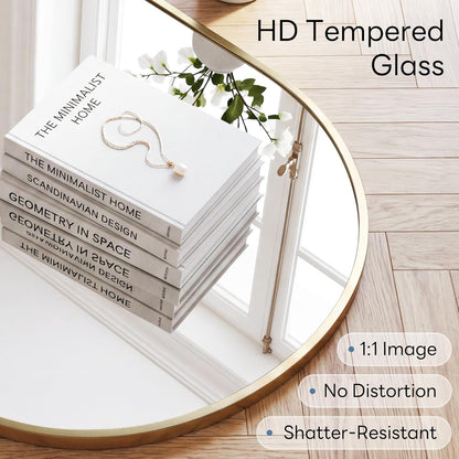 Sweetcrispy 20"x30" Arched Gold Bathroom Mirrors for Wall, Bathroom Mirrors for Over Sink, Metal Framed with HD Shatter-Proof Glass for Entryway, Living Room, Bedroom