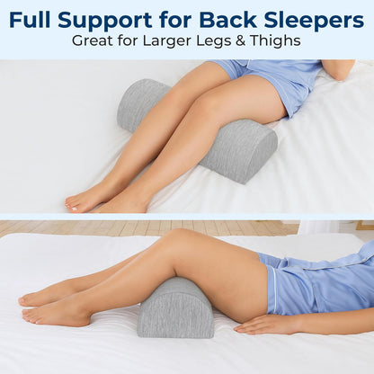 5 STARS UNITED Knee Pillow for Back Sleeping – Half Moon Bolster Pillow for Legs, Under Knee Pillow for Sleeping on Back, Memory Foam Leg Pillow for Back Pain, White
