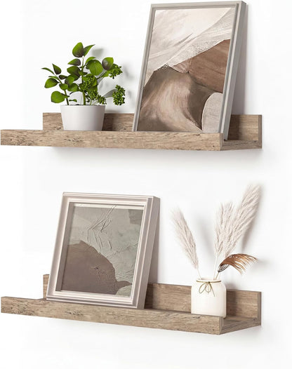 Heimlove Picture Ledge Shelf, Floating Shelves Set of 2, 24 Inches Picture Shelf for Wall with Ledge, Kids Bookshelf Wall Mounted for Living Room Bedroom Decor Books Photo Frames - White