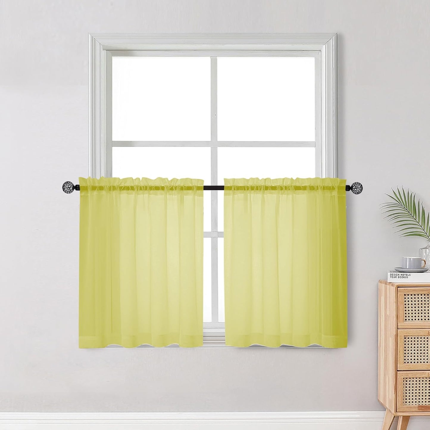 OWENIE Sheer Curtains 84 inches Long 2 Panels Set for Living Room/Bedroom, Rod Pocket Voile Sheer Panel Drapes, White, 2pcs, Each 42" W x 84" L - Colors A