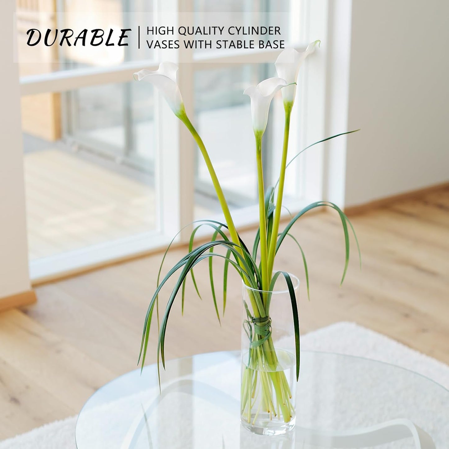 SUPMIND 12Pcs Glass Cylinder Vase for Centerpieces 5 Inch Clear Flower Vases Bulk, Glass Hurricane Candle Holder Small Floral Vases for Table, Floating Candle Vase for Wedding Home Décor