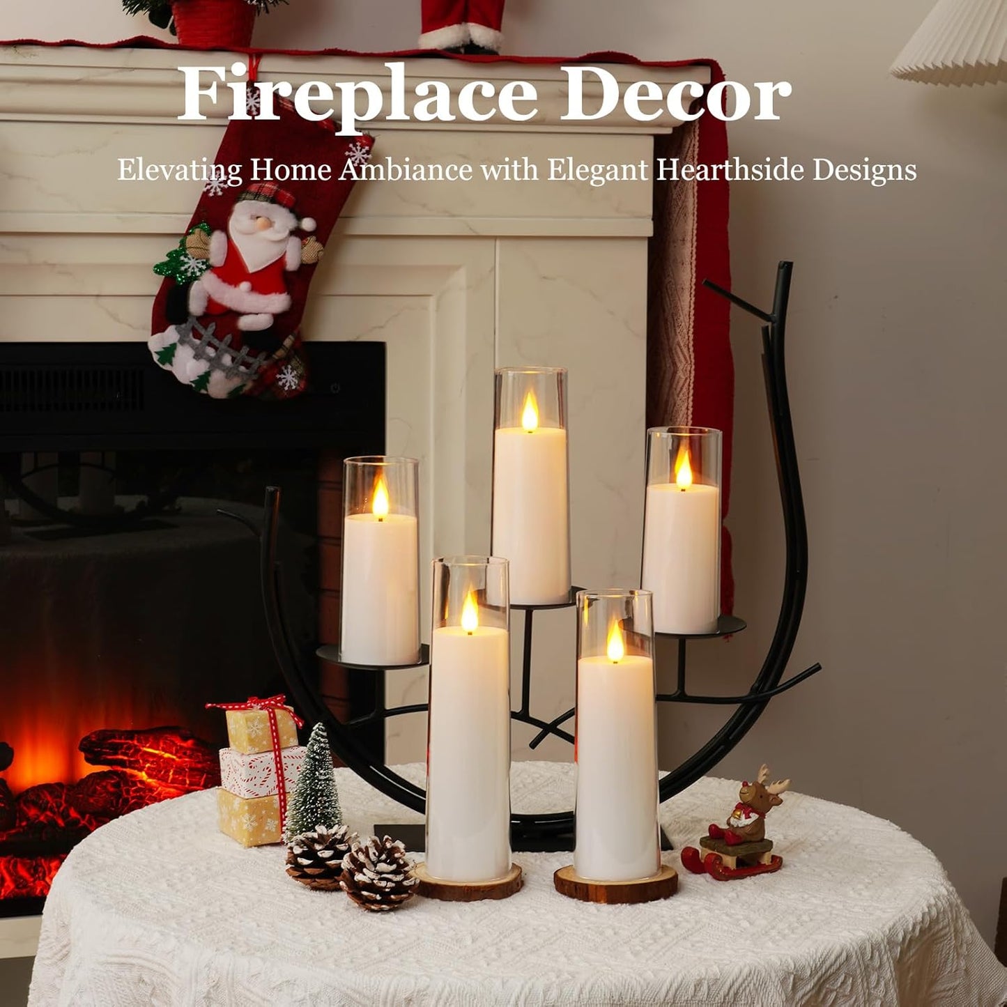 Amagic Pure White Flameless Candles, Battery Operated Candles, Acrylic Flickering LED Pillar Candles with Remote Control and Timer, 3D Wick, Yellow and Blue Glow, D2.2 xH5 5" 6" 7" 8", Set of 5