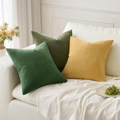 MIULEE Olive Green Couch Pillow Covers 18x18 Inch, Set of 2 Soft Chenille Decorative Square Throw Pillow Covers Farmhouse for Sofa Living Room Bed