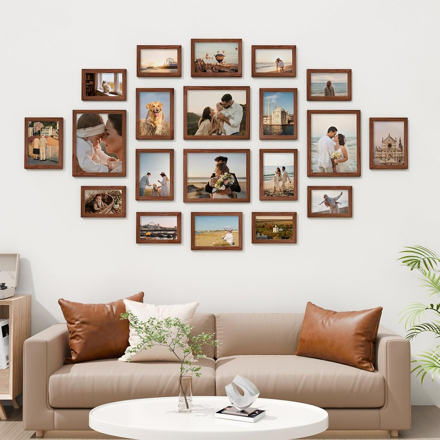 Vittanly 20 Pack Picture Frames Collage Wall Decor, Multi Sizes Including 4pcs 8x10, 8pcs 5x7 and 8pcs 4x6 Photo Frames, Gallery Frame Set for Wall or Tabletop Display, Black, Brown and Dark Grey
