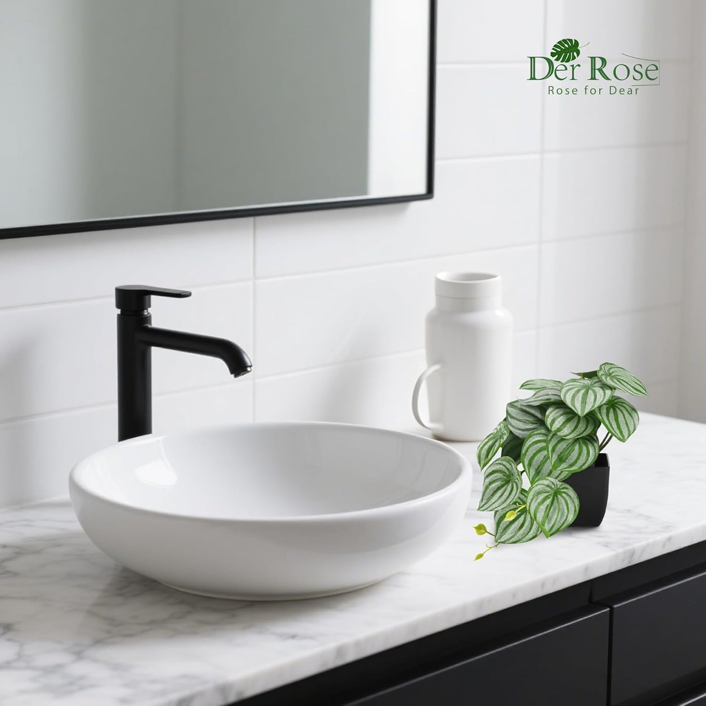 Der Rose 2Pcs Small Fake Plants Artificial Mini Faux Plants for Bathroom Office Desk Shelf Table Accessories Decor Indoor