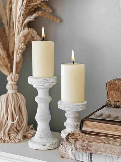 Ashlux 3x4 Inch White Pillar Candles, Set of 3 Wax, 56 Hours Long Burning, Unscented and Dripless Pillar Candles Bulk for Christmas Lights, Wedding, Parties, Spas, Home Decorative