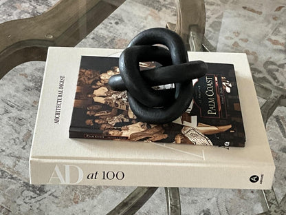 3-Link Wood Chain Link Coffee Table Decor, White Wooden Knot Decor for Coffee Table Farmhouse Decortive for Home Boho Modern Shelf Decortion(White)