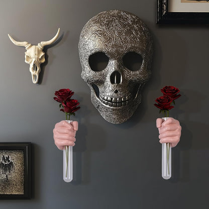 2 Pieces Wall Sculptures, Hands Vase Home Decor, Wall Mount Art Sculpture, Unique Wall Art Statue, Funky Flower Vase Decorations, Modern Eclectic Hanging Decor,Hands Statue (Black)