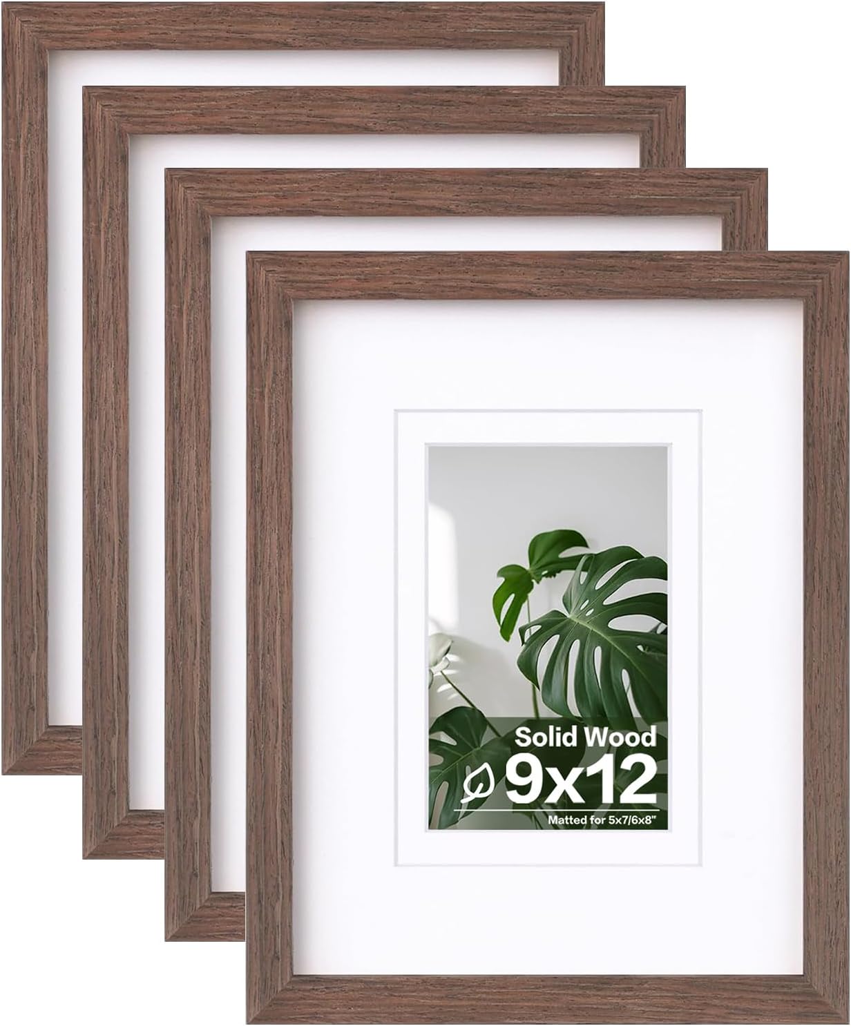 Egofine 8x10 Picture Frames Set of 4, Made of Solid Wood Covered by Plexiglass 4x6 and 5x7 with Mat or 8x10 without Mat, for Table Top Display and Wall Mounting Photo Frame Black