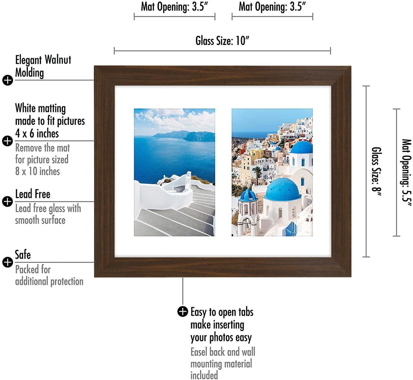 Americanflat 4x6 Collage Picture Frame with Shatter-Resistant Glass - Fits Five 4x6 Photos or Use as One 11x14 Picture Frame - Signature Collection - Collage Frames for Wall Display - Black