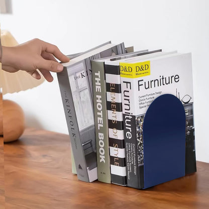 Lulonpon 16 Pieces Book Ends, Bookends, Books Stand, Metal Bookend for Shelves, Black Book Ends for School, Library, Desktop Organizer