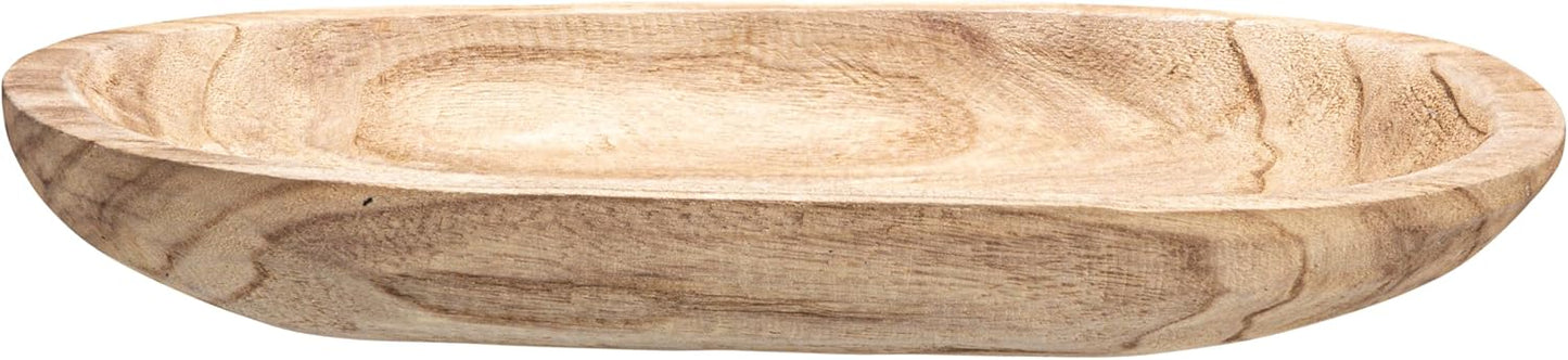 Bloomingville Hand-Carved Paulownia Wood Bowl with Whitewashed Finish