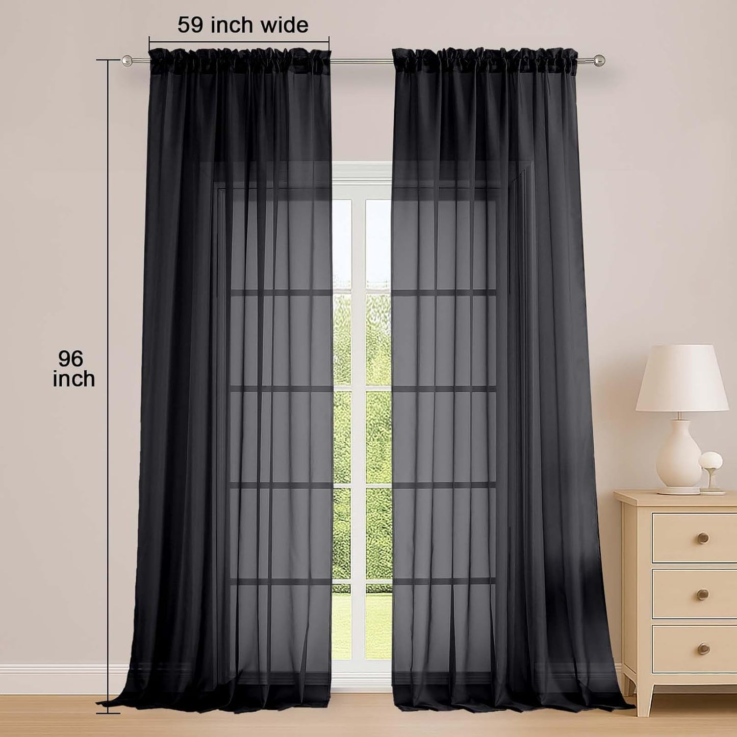 OWENIE Sheer Curtains 84 inches Long 2 Panels Set for Living Room/Bedroom, Rod Pocket Voile Sheer Panel Drapes, White, 2pcs, Each 42" W x 84" L - Colors B