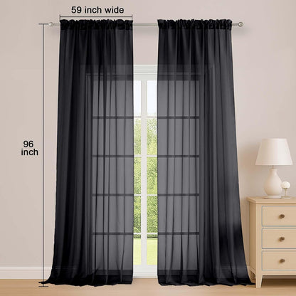 OWENIE Sheer Curtains 84 inches Long 2 Panels Set for Living Room/Bedroom, Rod Pocket Voile Sheer Panel Drapes, White, 2pcs, Each 42" W x 84" L - Colors B