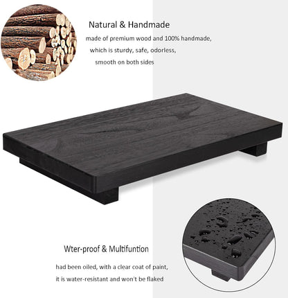 zoocatia Small Wood Tray Pedestal Stand Farmhouse Bathroom Decor Decorative Wooden Riser Kitchen Soap Dish Holder for Vanity, Counter, Sink, Brown