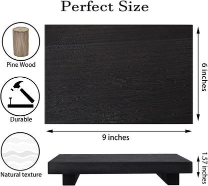 zoocatia Small Wood Tray Pedestal Stand Farmhouse Bathroom Decor Decorative Wooden Riser Kitchen Soap Dish Holder for Vanity, Counter, Sink, Brown