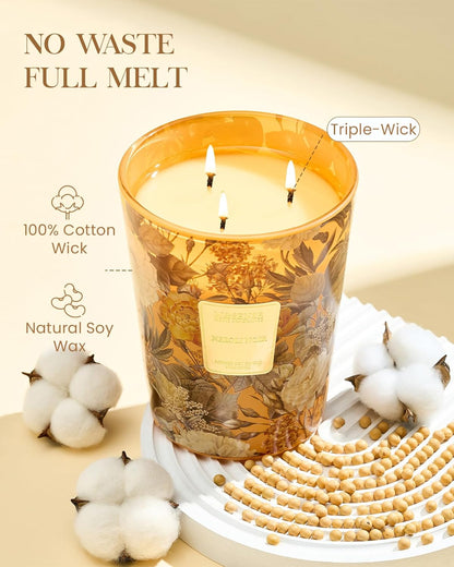 M&SENSE Jasmine Candles Highly Scented 3 Wick 35oz 150 Hours Burn Extra Large Jar Candles for Women, Natural Soy Wax Aromatherapy Candle for Stress Relief, Meditation, Yoga, Spa - Colors B