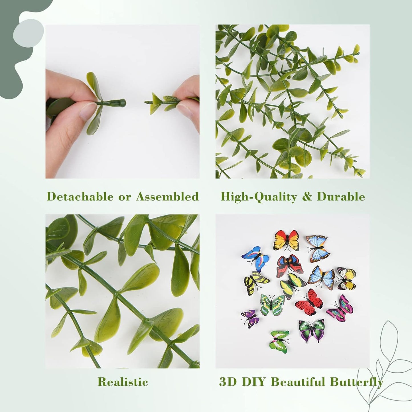 BLEUM CADE Fake Hanging Plants, 2pcs Artificial Pothos Vines Greenery for Wall Home Living Room Office Indoor Outdoor Decor (No Baskets)