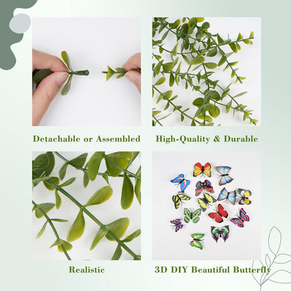 BLEUM CADE Fake Hanging Plants, 2pcs Artificial Pothos Vines Greenery for Wall Home Living Room Office Indoor Outdoor Decor (No Baskets)